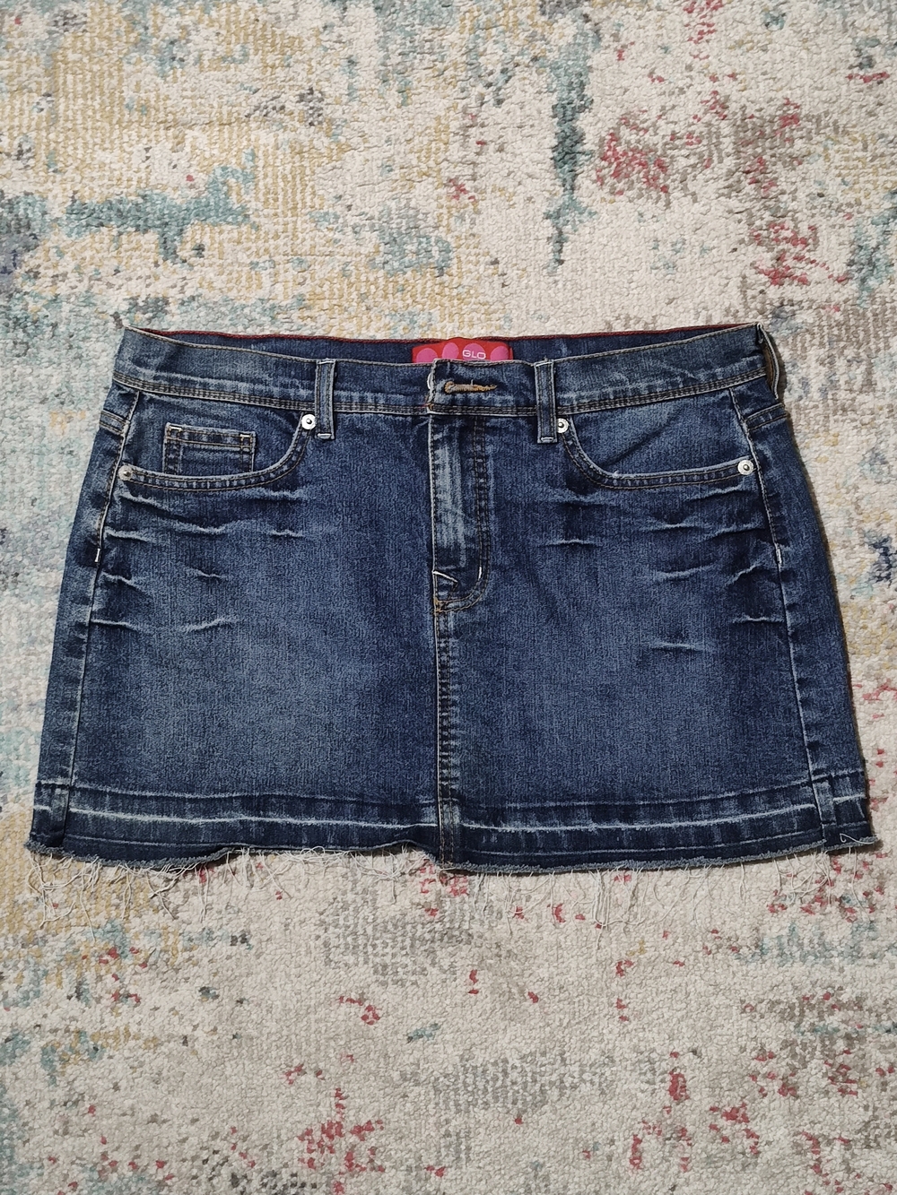 GLO Jeans Dark Blue Distressed Denim Mini Skirt